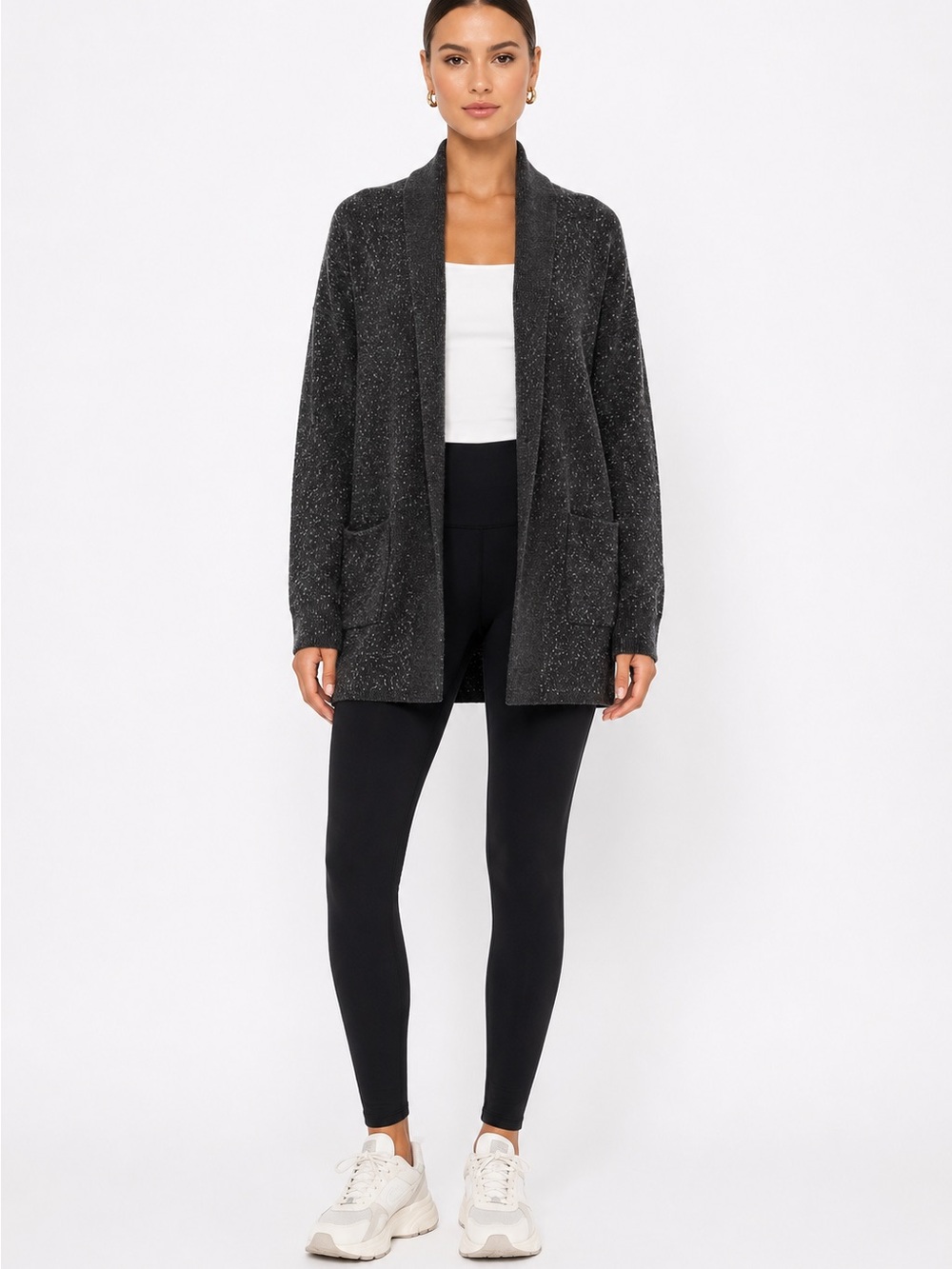 Lululemon Merino Wool Blend Open Front Cardigan Sweater Gray Size 8 Cozy Laye